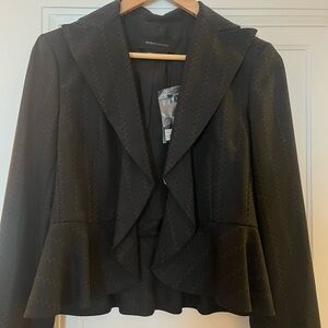 BCBGMaxAzria Black Pinstripe Peplum Blazer
